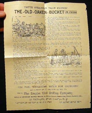 Item #22395 Circa 1890 Broadside Advertisement Truth Stranger Than Fiction! The Old Oaken Bucket...