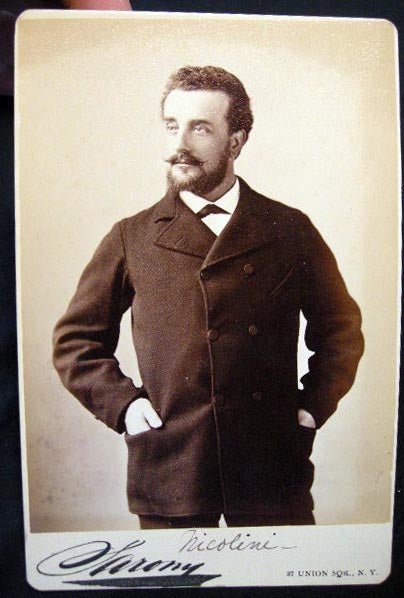 Item #22648 Circa 1882 Cabinet Card Photograph of Opera Tenor Ernesto Nicolini By Sarony New York. Americana - 19th Century -Theatre - Photography.