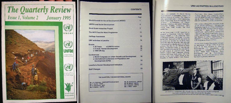 Item #22737 The Quarterly Review Issue 1, Volume 2 January 1995 UNCDF UNFPA UNDP World Food Programme Lesotho. Africa - Development - 20th Century - Lesotho.