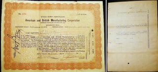 Item #23125 1919 Stock Scrip Certificate American and British Manufacturing Corporation....