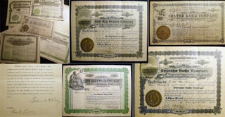 1895 - 1924 Collection of Stock Certificates & Related Ephemera Concerning the Investments of. Americana - Finance - Investment.