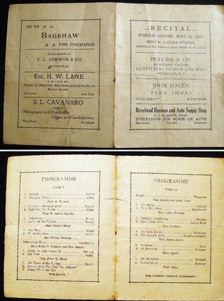 Item #23249 Recital Parish House, May 25, 1917 Miss M. Louise Sparks Assisted By Pupils and Prof....