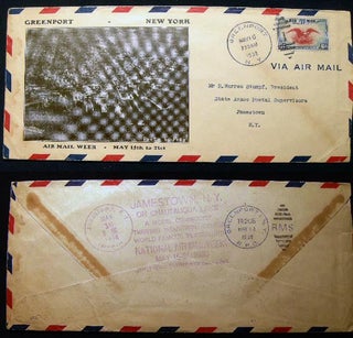 Item #23525 1938 Air Mail Envelope with a Printed Black and White Photographic Birds-Eye View of...