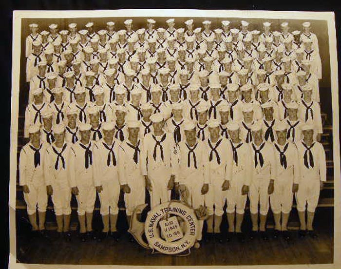 Item #23555 1945 Large Format Potograph U.S. Naval Training Center Sampson, N.Y. Co. 188 Signed By the Members of the Class. Americana - 20th Century - Photography - United States Navy.