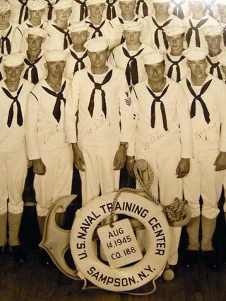 1945 Large Format Potograph U.S. Naval Training Center Sampson, N.Y. Co. 188 Signed By the Members of the Class.