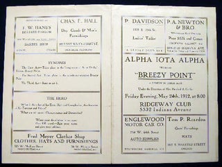 1912 Alpha Iota Alpha Presents "Breezy Point" a Comedy in Three Acts under the Direction of Mrs. Percival B. Coffin Friday Evening, May 24th, Ridgeway Club 5532 Indiana Avenue Chicago.