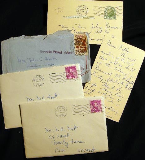 Item #23845 1962 Two Letters Signed By Long-Time Connecticut Political Activist Louise Foote Besson (1911 - 2015) with a Letter from a Friend in Mexico in 1945 and Cards from Ridgefield Watercolor Artist-teacher Herb Olsen. Americana - Manuscript Letters - Connecticut.