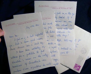 1962 Two Letters Signed By Long-Time Connecticut Political Activist Louise Foote Besson (1911 - 2015) with a Letter from a Friend in Mexico in 1945 and Cards from Ridgefield Watercolor Artist-teacher Herb Olsen