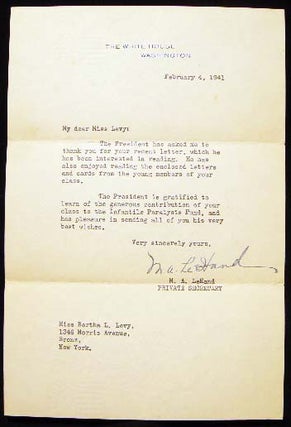 Item #23934 1941 Letter Marguerite LeHand Private Secretary to President Franklin Delano...