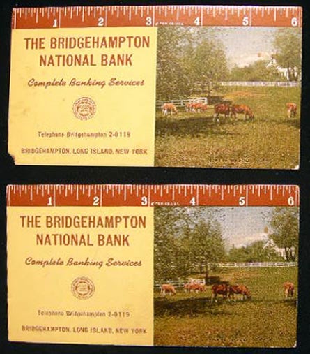 Item #23994 (2) Circa 1945 The Bridgehampton National Bank Ink Blotters Printed By the T.D.M. Co. Americana - 20th Century - Printing History - Job Printing - Long Island.