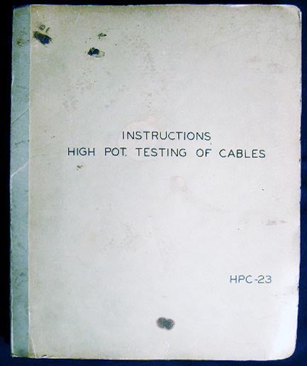 Item #24033 Collection of Blueprints for Protocols and Methods of Operation for the Williamsburgh Power Plant, IRT Subway Station Power Plants, Titled "Instructions High Pot. Testing of Cables HPC -23" Americana - 20th Century - New York City - Transportation History - Subways.