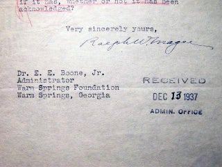 1937 Two Typed Notes on White House Letterhead Signed By Frank K. Sanderson and Ralph W. Magee to the Georgia Warm Springs Foundation