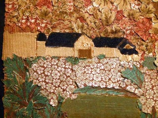 1968 Fabric Collage of a Country Scene with Barns Signed J. Hay