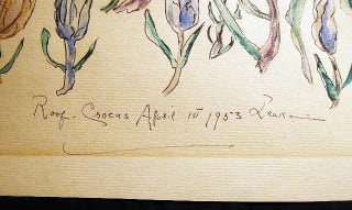 1953 Roof Crocus April 1st Watercolor Art Signed by Leake