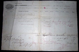 Item #24736 1862 Port of Philadelphia Manuscript & Printed Bill of Lading Entry of Merchandise...