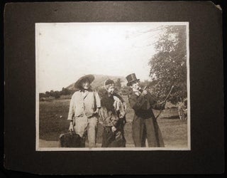 Circa 1910 Large Format Photograph of 3 Young People in Humorous Period Costume