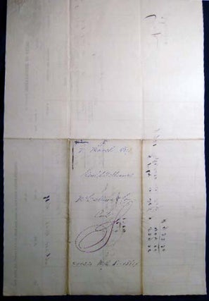 1864 Port of Philadelphia Manuscript Bill of Lading Entry of Merchandise Customs Duties for the Ship General Williams