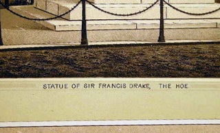 Circa 1895 Collotype of the Statue of Sir Francis Drake, The Hoe Matted Large Format