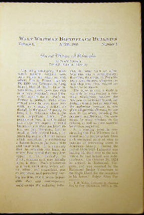Walt Whitman Birthplace Bulletin April 1959 Volume II Number 3