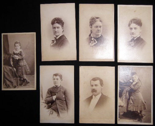 Item #24991 Circa 1880 Group of 7 Portrait Cartes-De-Visite Photographed By Stoddard and Stoddard & Wallace Ansonia Connecticut. Americana - 19th Century - Photography - Ansonia Connecticut.