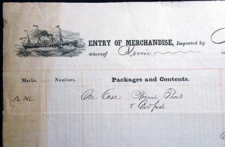 1864 Port of Philadelphia Manuscript & Printed Bill of Lading Entry of Merchandise Customs Duties for the Brig Albert from Havana, Irvine, Master Imported By Augustus Merino