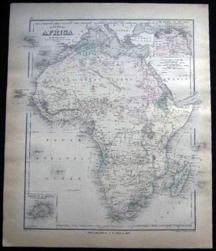 Item #25048 Original Hand-Colored Gray's New Map of Africa By Frank A. Gray (and) Map of Asia. Map - Cartography - 19th Century - O. W. Gray - Africa - Asia.