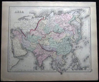 Original Hand-Colored Gray's New Map of Africa By Frank A. Gray (and) Map of Asia