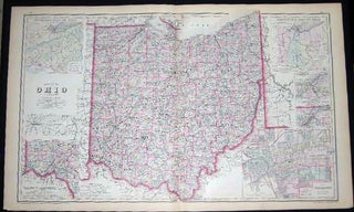 Item #25054 Original Double-Page Hand-Colored Gray's New Map of Ohio By Frank A. Gray (and)...