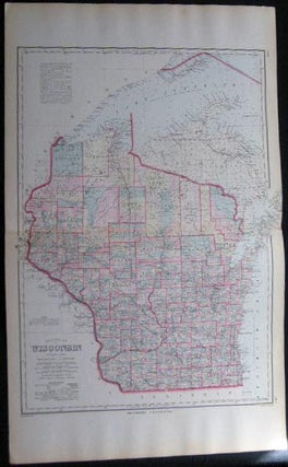 Item #25058 Original Double-Page Hand-Colored Gray's New Map of Wisconsin By Frank A. Gray (and)...