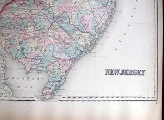 Original Double-Page Hand-Colored Map of New Jersey