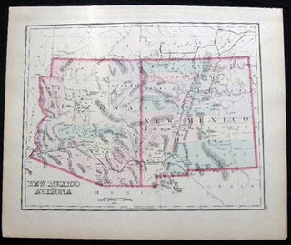 Item #25068 Original Hand-Colored Map of New Mexico and Arizona (and) Map of Mexico. Map -...