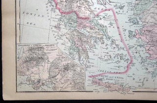 Original Double-Page Hand-Colored Gray's New Map of the Countries Surrounding the Black Sea, Comprising Turkey in Europe and Part of Turkey in Asia Greece (Hellas) Southern Russia Etc. By Frank Gray (and) Map of Russia (and) Map of France.
