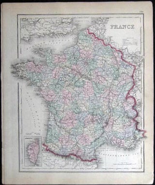 Original Double-Page Hand-Colored Gray's New Map of the Countries Surrounding the Black Sea, Comprising Turkey in Europe and Part of Turkey in Asia Greece (Hellas) Southern Russia Etc. By Frank Gray (and) Map of Russia (and) Map of France.
