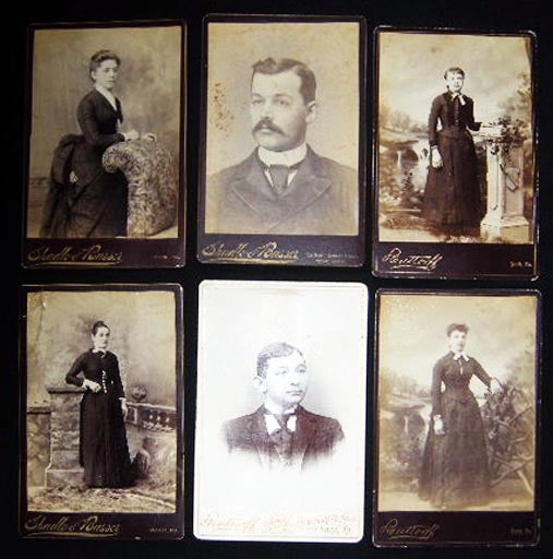Item #25115 Circa 1880 Group of 6 Photo Portrait Cabinet Cards: York, Pennsylvania By Butteroff & Shadle & Busser. Americana - 19th Century - Photography - York Pennsylvania.