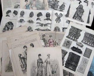 Item #25145 Group of 19th Century Fashion Design Plates: Women's Hair and Hat Styles; Clothing...