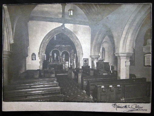 Item #25221 Circa 1930 Photograph of the Interior of St. Mary's Church Addington Adjoining Addington Palace Former Residence of the Archbishop of Canterbury, Signed By Photographer Kenneth N. Collins. Great Britain - 20th Century - Photography - Addington - Kenneth N. Collins.