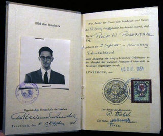 1954 Meldungsbuch Des Studierenden of Rolf Werner Rosenthal at Leopold-Franzens University of Innsbruck
