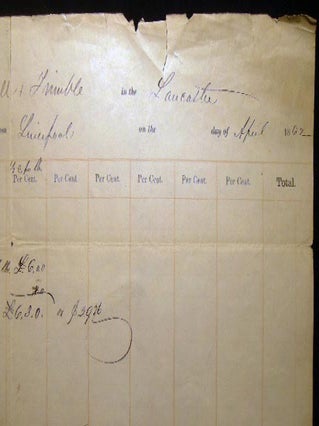 1862 Port of Philadelphia Manuscript & Printed Bill of Lading Entry of Merchandise Customs Duties for the Ship Lancaster from Liverpool for a Cargo of Soda Ash Imported By Yarnall & Trimble