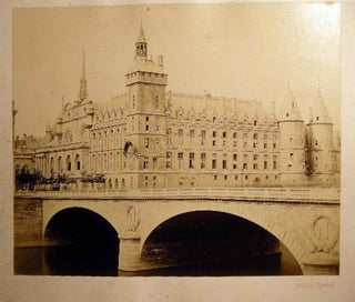 Item #25408 Circa 1870 Large Format Photograph of Pont au Change Bridge with Conciergerie in the...
