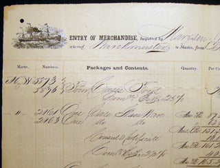 1862 Port of Philadelphia Manuscript & Printed Bill of Lading Entry of Merchandise Customs Duties for the Brig Emma from Bremen, Captain Marckmeister, Master for a Cargo of Glass Ware & Toys Imported By Marxsen & Witte