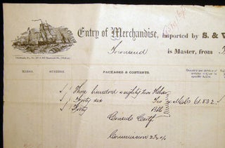 1862 Port of Philadelphia Manuscript & Printed Bill of Lading Entry of Merchandise Customs Duties for the Schooner Daniel Townsend from Trinidad De Cuba, Captain Townsend, Master for a Cargo of Molasses Imported By S. & W. Welsh