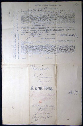 1862 Port of Philadelphia Manuscript & Printed Bill of Lading Entry of Merchandise Customs Duties for the Schooner Daniel Townsend from Trinidad De Cuba, Captain Townsend, Master for a Cargo of Molasses Imported By S. & W. Welsh