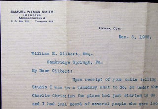 Two 1900 Manuscript Letters from Samuel Wyman Smith, Importer in Cuba, to William E. Gilbert in Cambridge Springs, PA; His Business Partner Regarding the Closure of their Restaurant Venture "The Studio" in Havana