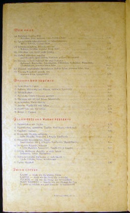 Circa 1975 Menu Fontana Grill Restaurant Leitung Der Kuche: Gheorges Popovici