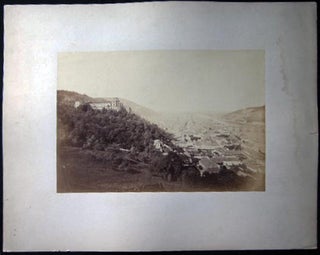 Item #25534 Circa 1890 Large Format Photograph of a European Town and Ruins on Hillside, River &...