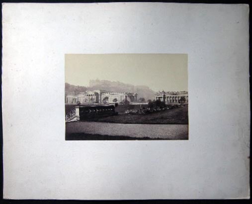 Item #25535 Circa 1885 Large Format Photograph of the Natronal Gallery of Scotland the Royal Scottish Institution Edinburgh Castle in the Background. Europe - 19th Century - Photography - Edinburgh Scotland.