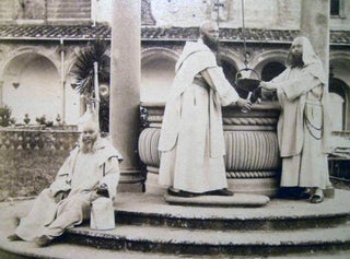 Circa 1880 Two Large Format Photographs of Christian Monks in a Monastery Setting