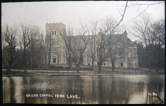 Item #25678 Circa 1909 Real Photo Postcard Vassar College Chapel from Lake Poughkeepsie, N.Y. Americana - Vassar College.