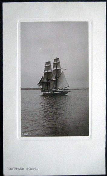 Item #25703 Circa 1909 Real Photo Postcard "Outward Bound" Sailing Ship By Rotograph Co. Americana - Postcard - Rotograph - RPPC.