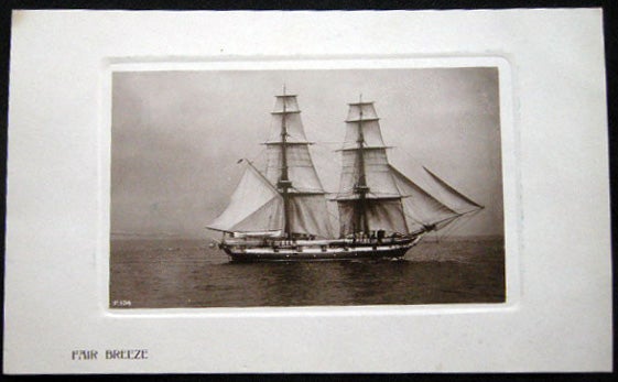 Item #25704 Circa 1909 Real Photo Postcard Fair Breeze Sailing Ship By Rotograph Co. Americana - Postcard - Rotograph - RPPC.